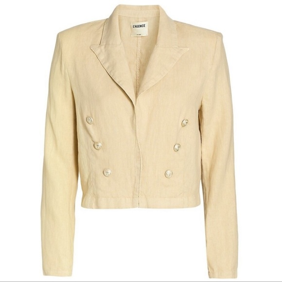 (SOLD) L'AGENCE Dolly Crop Linen Blazer - Picture 3 of 9